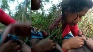 काजल भाभी ने प्रेमी का लंड चूसा खेतों में