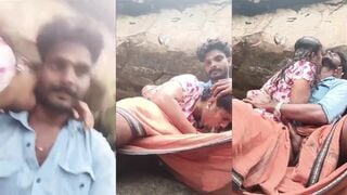 साउथ तमिल कपल चट्टानों के पीछे मस्ती मारते हुए